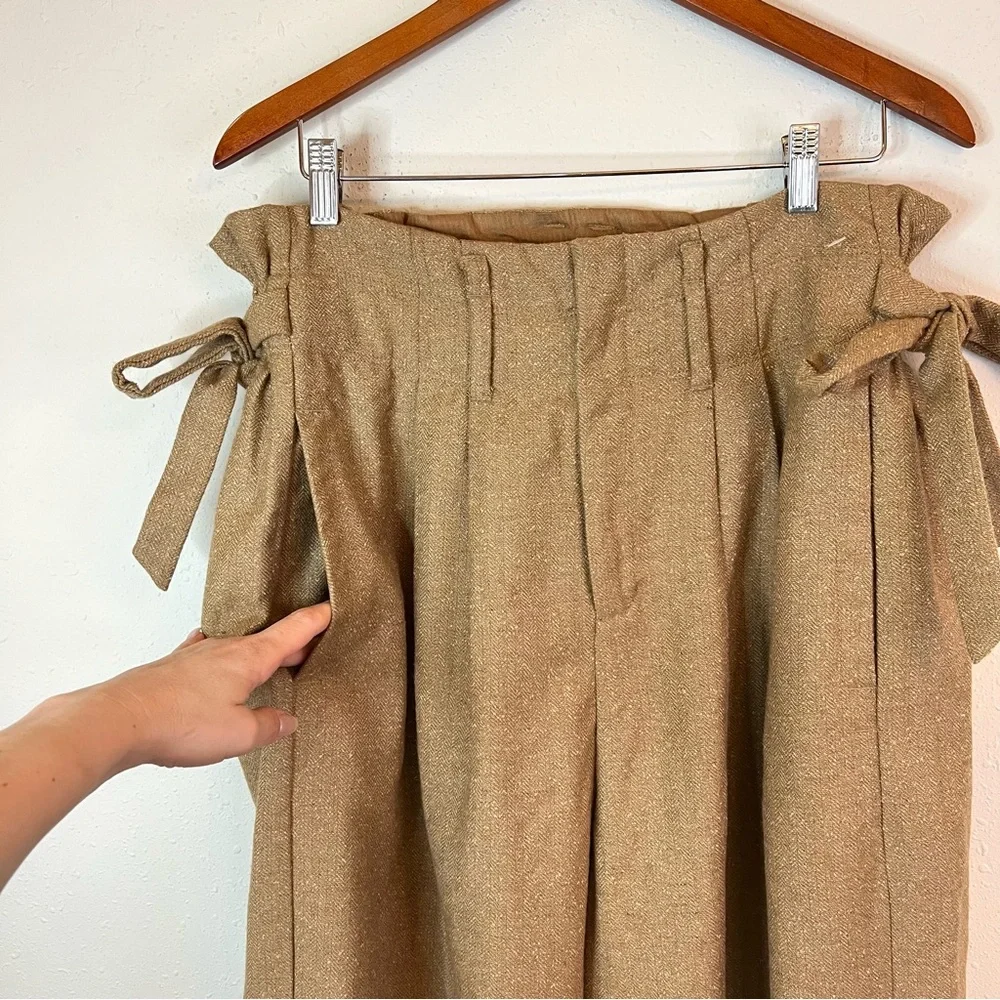 Free People Paperbag Ties High Waist Tan Women’s Pants Size Medium NWT
